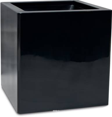 Bac fibres de verre robuste et revêtement gelcoat qualité marine 80 x 80 cm H 80 cm Ext. cube noir glossy