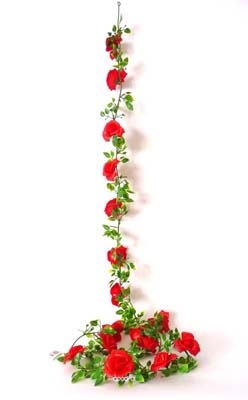 Guirlande Décorative Fleurs Roses - 180 Cm - Roses Clairs Et Feuilles Vertes - Décoration Romantique Pour Mariage/Intérieur
