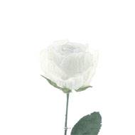 Rose Joy artificielle H 64 cm 1 tete D 7 cm 3 feuilles effet texturé Blanc neige