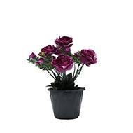 Pot composition fleurs artificielles cimetière roses et fleurettes H 24 cm L 16 cm Mauve violet
