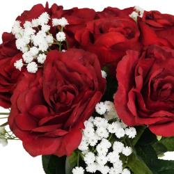 Bouquet artificiel création fleuriste rouge amour x15 roses H 75 cm