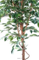 Ficus Benjamina factice grande feuille tronc naturel, pot H150 cm Vert