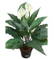 Spathiphyllum artificiel en pot H 43 cm 20 feuilles et 5 fleurs