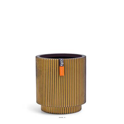 Superbe pot Groove doré forme cylindrique en plastique H 25 cm Doré