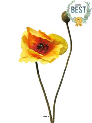 Pavot artificiel H60cm 1 fleur et 1 bouton Superbe fleur Orange - BEST