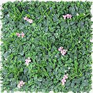 Plaque de feuillage artificiel et fausses fleurs rose ple pour mur vgtal extrieur 100 x 100 cm