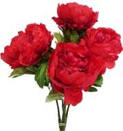 Bouquet de Pivoines artificielles 7 ttes Hauteur 55 cm Rouge