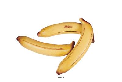 Banane artificielle grande taille X 3 en Plastique soufflé L 190x35 mm