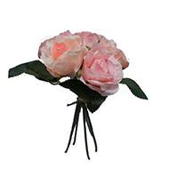 Petit bouquet de fausses roses H 27 cm 5 têtes et 1 bouton Rose pâle