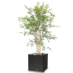 Bambou artificiel en pot special UV pour extrieur H 120 cm Vert