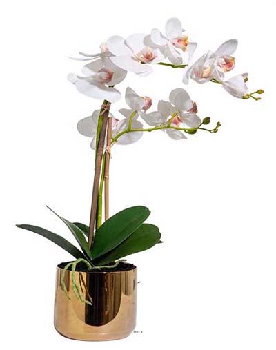 orchide artificielle en pot dor