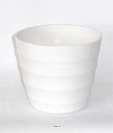 Pot en plastique blanc brillant cache pot H14 cm D16,50 cm Blanc neige