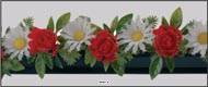 Barrette x12 sparateurs socle Noir L25cm marguerite & roses Factices