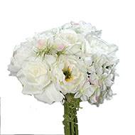 Bouquet de Roses et Hortensias artificielles 9 têtes D20 cm Crème