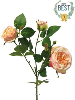 Rose Paris artificielle, ramifiée, 3 têtes, 61 cm Rose - BEST