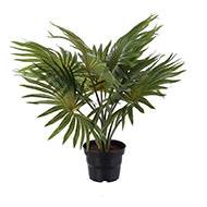 Palmier artificiel en pot 10 grandes feuilles H 35 cm