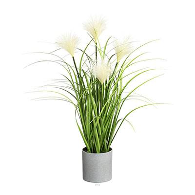 Herbe artificielle touffe en pot avec ses chatons H 50 cm