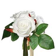 Adorable petit bouquet de fausses roses 3 têtes H 17 cm Blanc neige