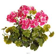 Geranium artificiel en piquet H 38 cm 6 tetes plastique anti UV exterieur Rose soutenu
