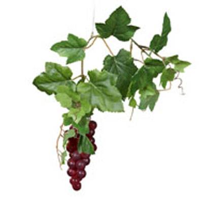 Grappe de raisin Bourgogne artificiel L 15 cm avec feuillage vigne Lg 45 cm