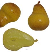 Demi Poire de luxe artificielle jaune-vert X 3 en Plastique soufflé 