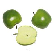 Lot de 3 Demi-Pommes Granny Smith Artificielles en Plastique Soufflé - L 75 x 68 mm