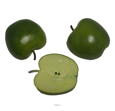 Demi pomme artificielle Verte X 3 en Plastique soufflé H 65x40 mm
