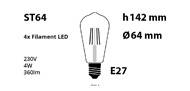Ampoule de luxe E27 Vintage ST64 4W - 230V 2200° K