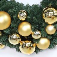 Couronne de Sapin de Noël Artificiel D 60cm Boules Dorées NF S54-200 et EN71-2 – Qualité Pro