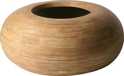 Bac Fibre de verre Rattan Int. Boule plate D 60 x H 26 cm Sable