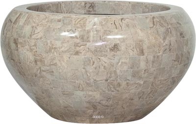 Bac Fibre de verre Mosaic Int. Bol D 50 x H 28 cm Creme