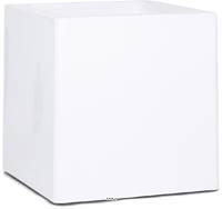 Bac fibres de verre robuste et revêtement gelcoat qualité marine 80 x 80 cm H 80 cm Ext. cube blanc glossy