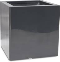 Bac fibres de verre robuste et revêtement gelcoat qualité marine 50 x 50 cm H 50 cm Ext. cube gris glossy