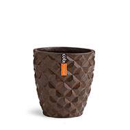 Joli pot effet 3D forme bullet fibres synthétiques H 10 x D 9 cm Marron