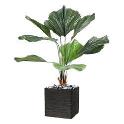 Palmier Licuala Artificiel H 120 cm D 90 cm 9 feuilles en pot