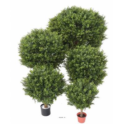 Boule de buis artificiel sur tronc extérieur anti-UV H 50 cm D 35 cm