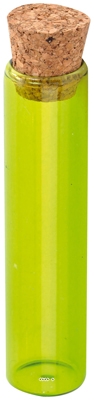 Eprouvette en verre vert avec bouchon de liege a garnir H 10 cm