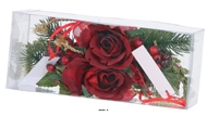 Composition Rose et sapin noel 2 pcs par box 14cm artificielle