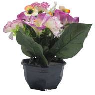 Vasque de Dahlia, Chrysantheme, bouton de rose, Pensée et mini fleurs Mauve violet artificiels
