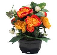 Vasque de fleurs artificielles pour le cimetière H 29 cm D 27 cm Orange