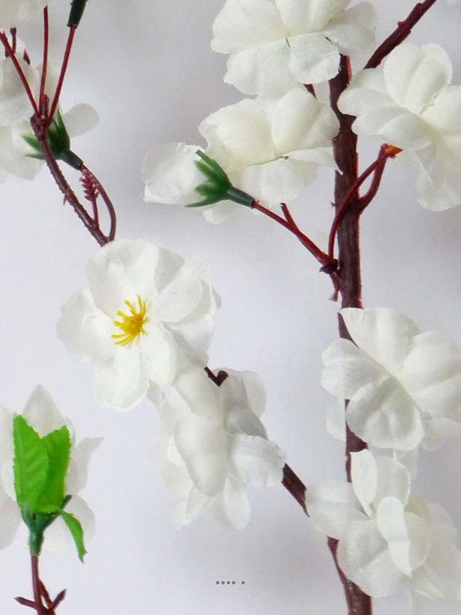 Branche de cerisier Prunus Crème artificiel H 120 cm Top couleur Blanc neige