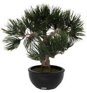 Bonsai Pin artificiel H 33 cm 43 touffes d'aiguilles en pot Noir