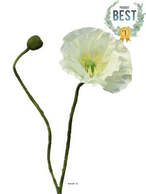 Pavot artificiel H60 cm 1 fleur et 1 bouton Superbe fleur Crème - BEST