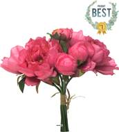 Bouquet de Pivoines artificielles, 8 têtes, D 28 cm, H 34 cm, Rose fuchsia - BEST