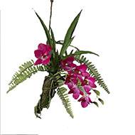 Orchidée Dendrobium en Latex sur branche à suspendre L50cm RoseSoutenu