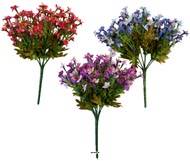 Bouquet de Mini fleurs factices avec feuilles H26cm dense Mauve violet