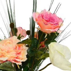 Bouquet artificiel création fleuriste H 70 cm rose sentimental