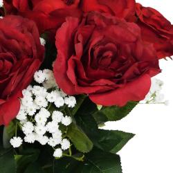 Bouquet artificiel création fleuriste rouge amour x15 roses H 75 cm