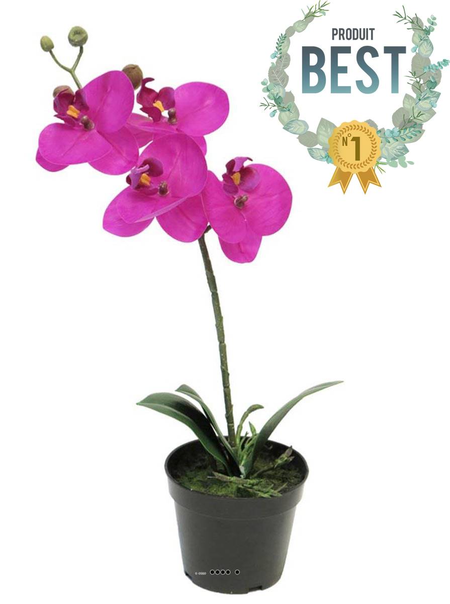 Orchidée Phalaenopsis artificielle pourpre en pot qualité décorateur