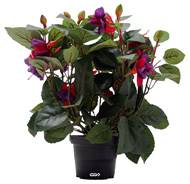 Fuchsias fleuries artificielles en pot, H 30 cm Pourpre-fuschia